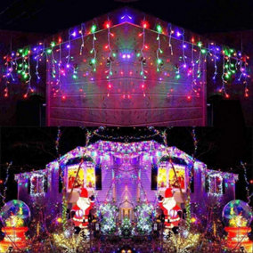 1200 Multicolour ICICLE LED Lights Clear Cable with 8 Effects Multifunction Auto Memory Indoor/Outdoor Christmas