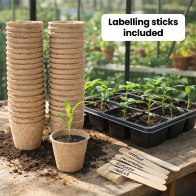 1200 Seedling Pots 8cm Biodegradable Round Seedling Pots for Herbs ...