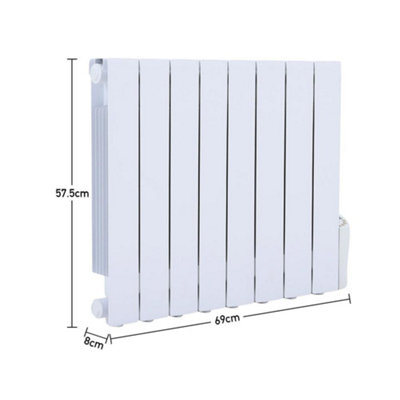 1200 W White Electric Oil Filled Radiator Space Heater with LED Screen W 690mm x H 575mm - 5