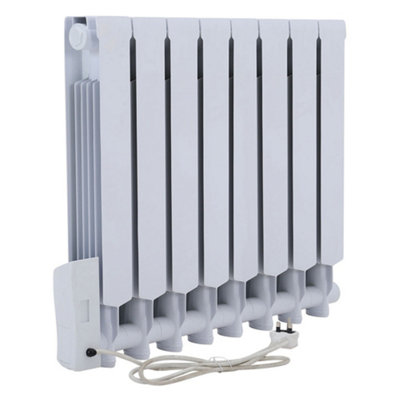 1200 W White Electric Oil Filled Radiator Space Heater with LED Screen W 690mm x H 575mm - 6