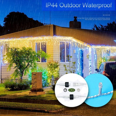 1200 Warm White ICICLE LED Lights Clear Cable with 8 Effects Multifunction Auto Memory Indoor/Outdoor Christmas - 3
