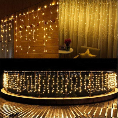 1200 Warm White ICICLE LED Lights Clear Cable with 8 Effects Multifunction Auto Memory Indoor/Outdoor Christmas - 6