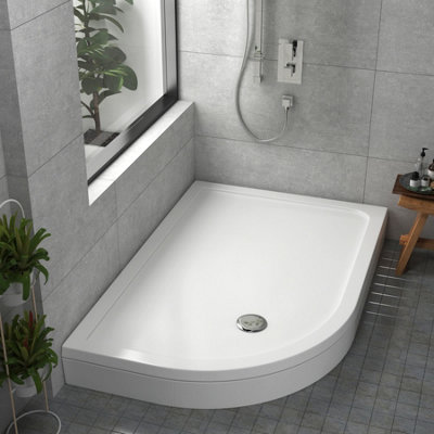 1200 x 900mm Left Handed Offset Quadrant Stone Shower Enclosure Tray ...