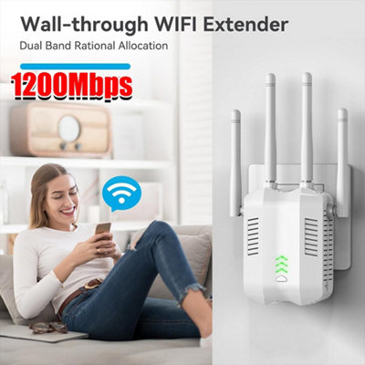 1200Mbps WiFi Range Extender - Boost Your Internet Signal (UK Plug)