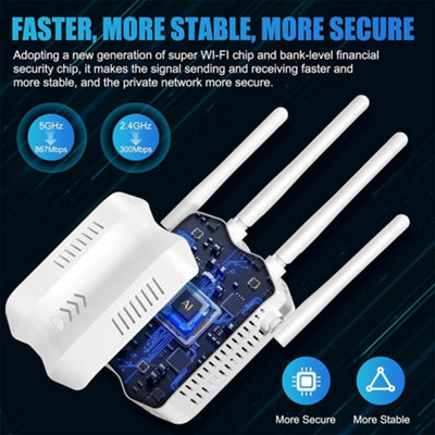 1200Mbps WiFi Signal Extender Range Repeater Booster Internet Amplifier UK Plug