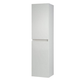 1200mm Bathroom Wall Mounted Side Unit Gloss White - Gloss White (Central)