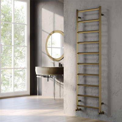 1200mm (H) x 500mm (W) - Bronze Vertical Aluminum Heated Towel Rail (Burford) - (1.0m x 0.5m) - Depth 43mm