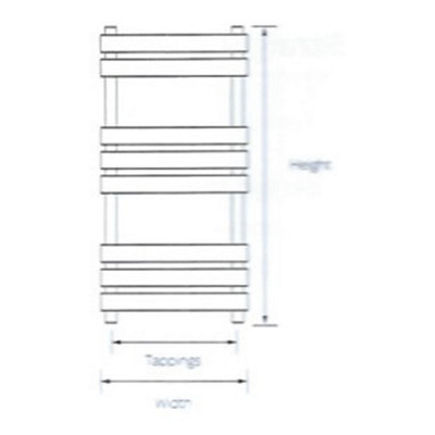 1200mm (H) x 600mm (W) - Vertical Bathroom Towel Radiator (Kensington) - (1.2m x 0.6m)