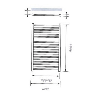 1200mm (H) x 600mm (W) - Vertical Bathroom Towel Radiator (Richmond) - (1.2m x 0.6m)