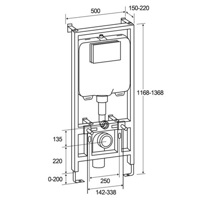 1200mm Mounting Frame & Concealed Cistern for Wall Hung Toilets with Gun Grey Flush Plate - 3