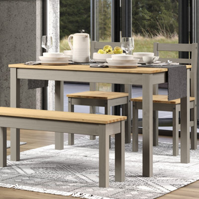 1200mm Rectangular Dining table, Corona Linea Grey Wax | DIY at B&Q
