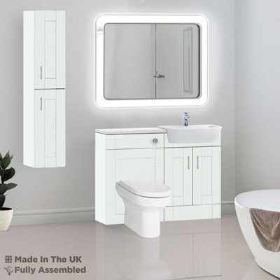 1200mm Set With Gloss White Worktop, BTW WC And Cistern, 1TH S/R Basin - Cambridge Solid Wood Ivory Price Comparisons | Compare The Build