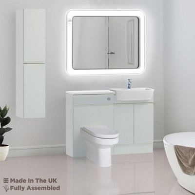1200mm Set With Gloss White Worktop, BTW WC And Cistern, 1TH S/R Basin - Lucente Gloss Light Grey Price Comparisons | Compare The Build