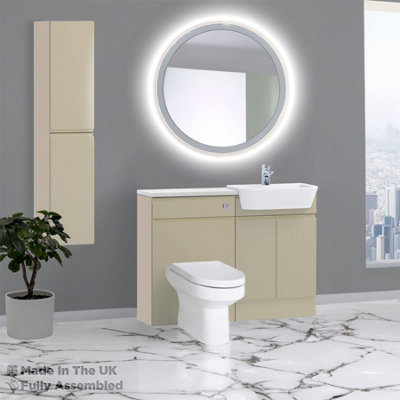1200mm Set With Gloss White Worktop, BTW WC And Cistern, 1TH S/R Basin - Lucente Matt Cashmere Price Comparisons | Compare The Build