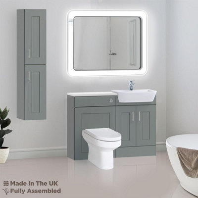 1200mm Set With Gloss White Worktop, BTW WC And Cistern, 1TH S/R Basin - Oxford Matt Dust Grey Price Comparisons | Compare The Build
