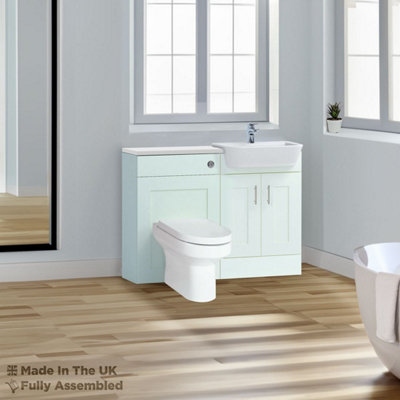 1200mm Set With Gloss White Worktop, BTW WC And Cistern, 1TH S/R Basin - Oxford Matt Ivory Price Comparisons | Compare The Build