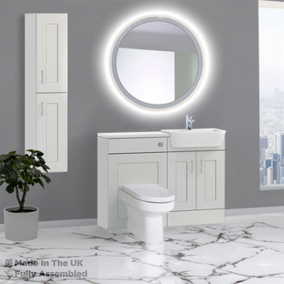 1200mm Set With Gloss White Worktop, BTW WC And Cistern, 1TH S/R Basin - Oxford Matt Light Grey Price Comparisons | Compare The Build