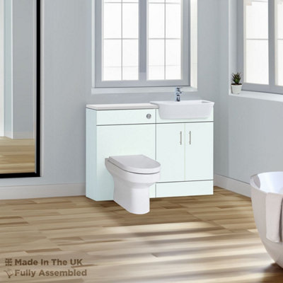 1200mm Set With Gloss White Worktop, BTW WC And Cistern, 1TH S/R Basin - Vivo Gloss Ivory Price Comparisons | Compare The Build