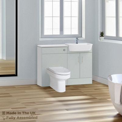 1200mm Set With Gloss White Worktop, BTW WC And Cistern, 1TH S/R Basin - Vivo Matt Light Grey Price Comparisons | Compare The Build