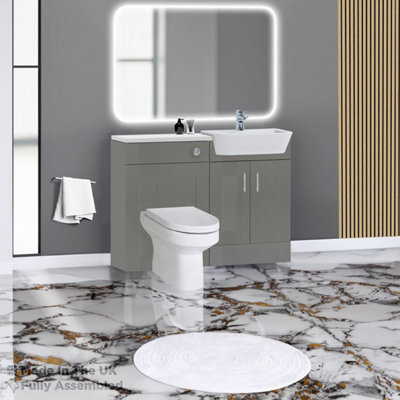 1200mm Set With Gloss White Worktop, No Sanitaryware Or Cistern - Cambridge Solid Wood Dust Grey Price Comparisons | Compare The Build