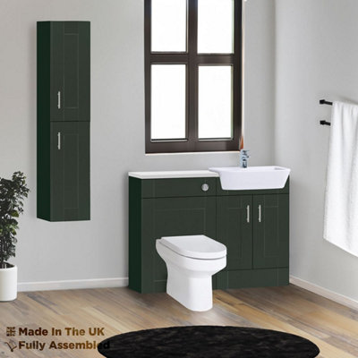 1200mm Set With Gloss White Worktop, No Sanitaryware Or Cistern - Cambridge Solid Wood Fir Green Price Comparisons | Compare The Build