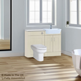 1200mm Set With Gloss White Worktop, No Sanitaryware Or Cistern - Cambridge Solid Wood Mussel