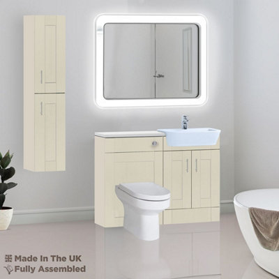 1200mm Set With Gloss White Worktop, No Sanitaryware Or Cistern - Cambridge Solid Wood Mussel Price Comparisons | Compare The Build