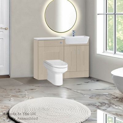 1200mm Set With Gloss White Worktop, No Sanitaryware Or Cistern - Cartmel Woodgrain Cashmere Price Comparisons | Compare The Build