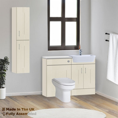1200mm Set With Gloss White Worktop, No Sanitaryware Or Cistern - Cartmel Woodgrain Mussel Price Comparisons | Compare The Build