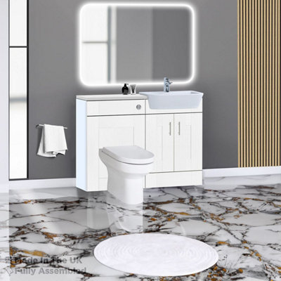 1200mm Set With Gloss White Worktop, No Sanitaryware Or Cistern - Cartmel Woodgrain White Price Comparisons | Compare The Build