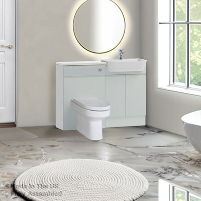 1200mm Set With Gloss White Worktop, No Sanitaryware Or Cistern - Lucente Gloss Light Grey Price Comparisons | Compare The Build