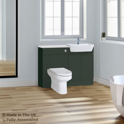 1200mm Set With Gloss White Worktop, No Sanitaryware Or Cistern - Lucente Matt Fir Green Price Comparisons | Compare The Build