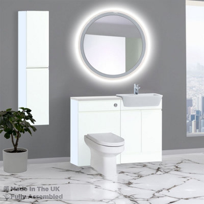 1200mm Set With Gloss White Worktop, No Sanitaryware Or Cistern - Lucente Matt White Price Comparisons | Compare The Build