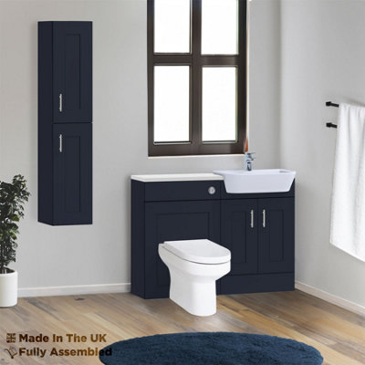 1200mm Set With Gloss White Worktop, No Sanitaryware Or Cistern - Oxford Matt Indigo Price Comparisons | Compare The Build