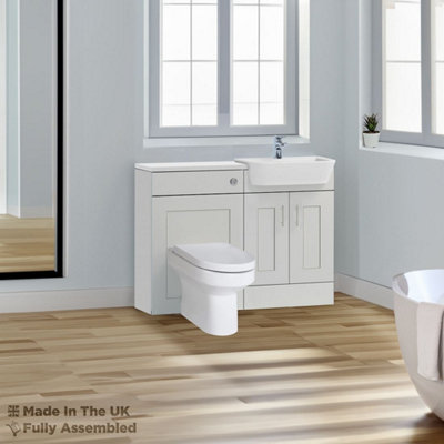 1200mm Set With Gloss White Worktop, No Sanitaryware Or Cistern - Oxford Matt Light Grey Price Comparisons | Compare The Build