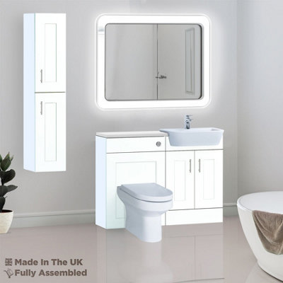 1200mm Set With Gloss White Worktop, No Sanitaryware Or Cistern - Oxford Matt White Price Comparisons | Compare The Build