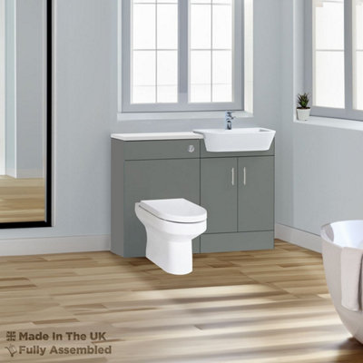 1200mm Set With Gloss White Worktop, No Sanitaryware Or Cistern - Vivo Gloss Dust Grey Price Comparisons | Compare The Build