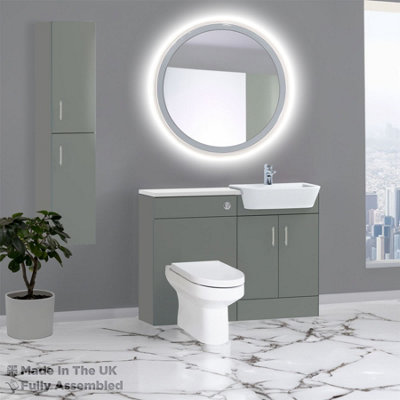 1200mm Set With Gloss White Worktop, No Sanitaryware Or Cistern - Vivo Gloss Dust Grey Price Comparisons | Compare The Build