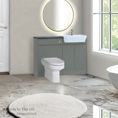 1200mm Set With Noir Gloss Worktop, BTW WC And Cistern, 1TH S/R Basin - Lucente Matt Dust Grey Price Comparisons | Compare The Build
