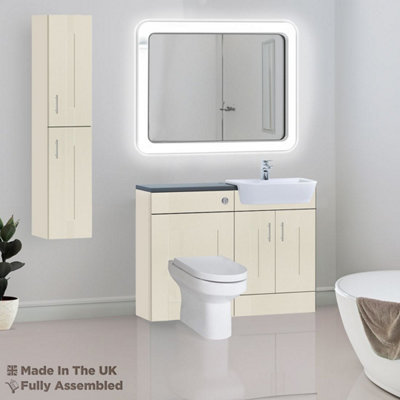 1200mm Set With Noir Gloss Worktop, No Sanitaryware Or Cistern - Cartmel Woodgrain Mussel Price Comparisons | Compare The Build
