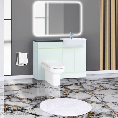 1200mm Set With Noir Gloss Worktop, No Sanitaryware Or Cistern - Lucente Gloss Cream Price Comparisons | Compare The Build