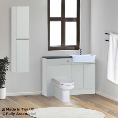 1200mm Set With Noir Gloss Worktop, No Sanitaryware Or Cistern - Lucente Gloss Light Grey Price Comparisons | Compare The Build