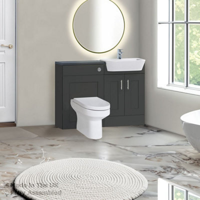 1200mm Set With Noir Gloss Worktop, No Sanitaryware Or Cistern - Oxford Matt Anthracite Price Comparisons | Compare The Build