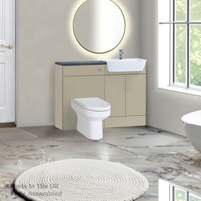 1200mm Set With Noir Gloss Worktop, No Sanitaryware Or Cistern - Vivo Gloss Cashmere Price Comparisons | Compare The Build