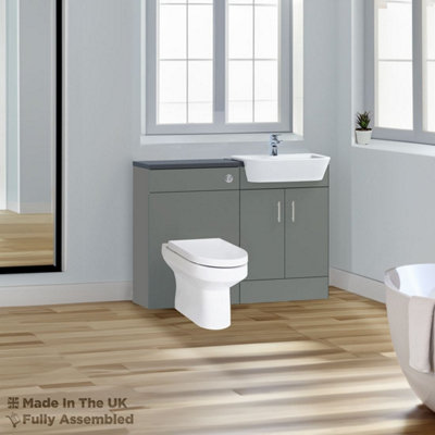 1200mm Set With Noir Gloss Worktop, No Sanitaryware Or Cistern - Vivo Gloss Dust Grey Price Comparisons | Compare The Build