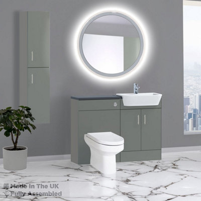 1200mm Set With Noir Gloss Worktop, No Sanitaryware Or Cistern - Vivo Matt Dust Grey Price Comparisons | Compare The Build