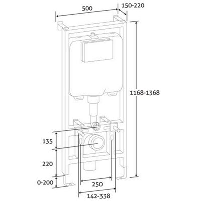 1200mm Toilet Frame & Concealed Cistern for Wall Hung Toilet Pans