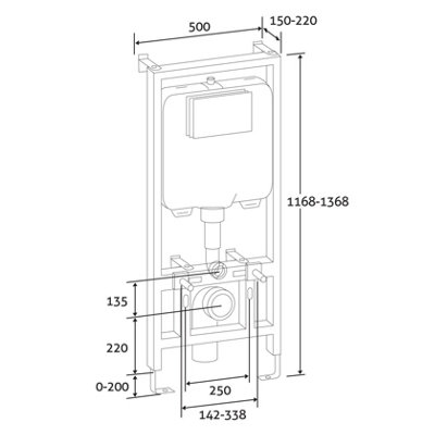 1200mm Toilet Frame & Concealed Cistern for Wall Hung Toilets icl. Chrome Dual Flush Plate