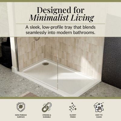 1200mm x 700mm Premium Rectangular Shower Tray - White