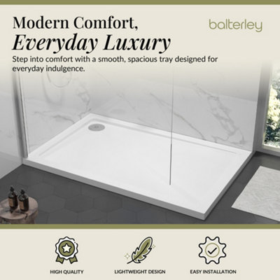 1200mm x 700mm Premium Rectangular Shower Tray - White - 3